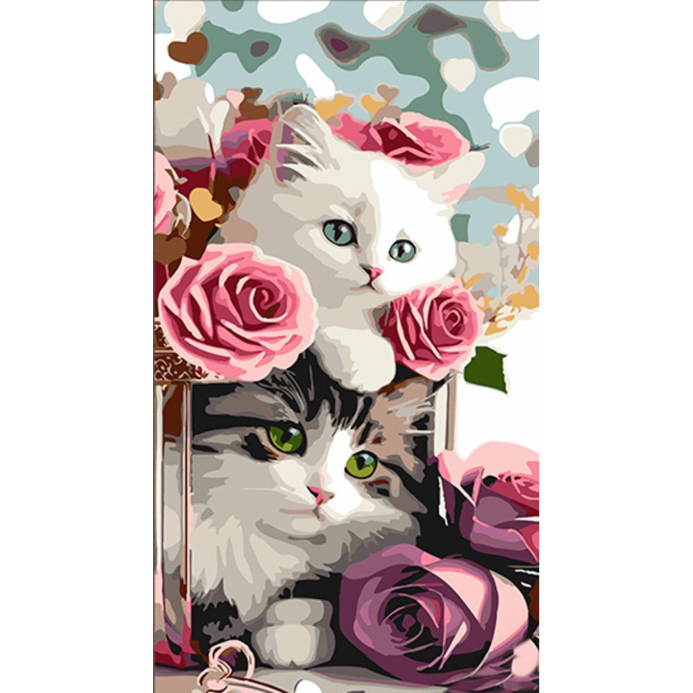 Картина за номерами "Квіткові кошенята" 50х25 см