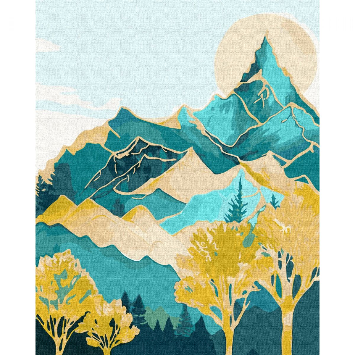 Картина за номерами з фарбами металік "Гірські вершини" 40х50 см