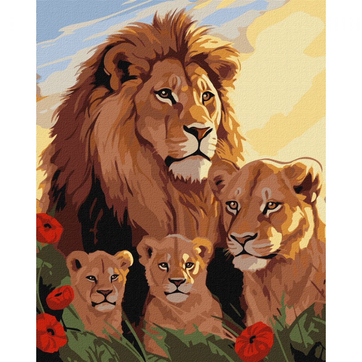 Картина за номерами "Родина левів" 40х50 см