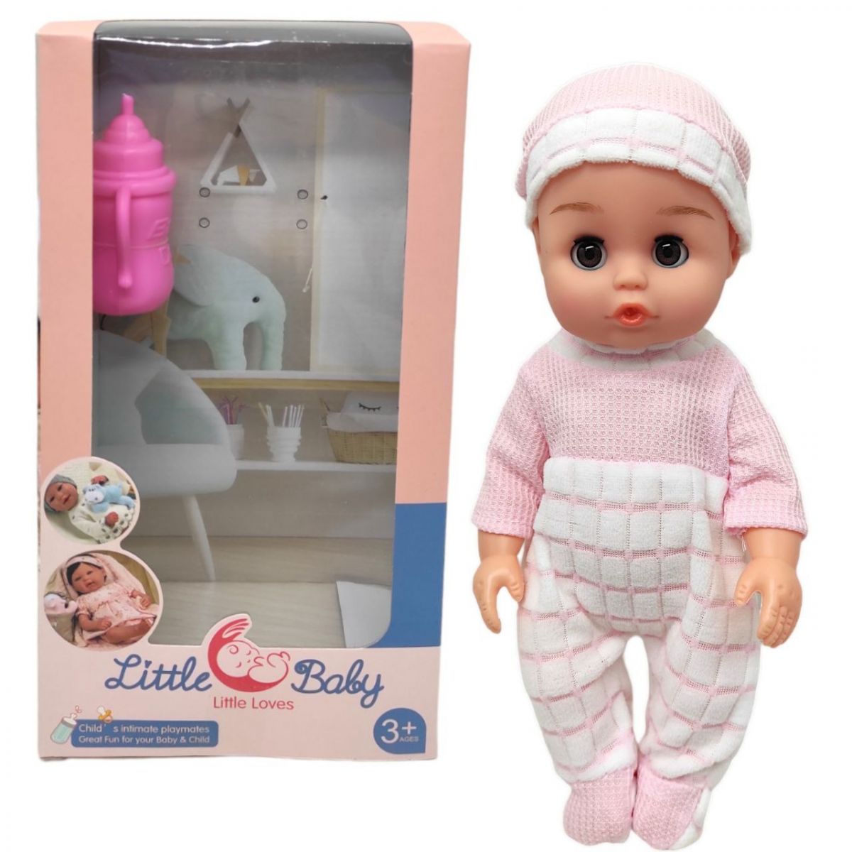 Пупс с бутылочкой "Little Baby" (розовый)