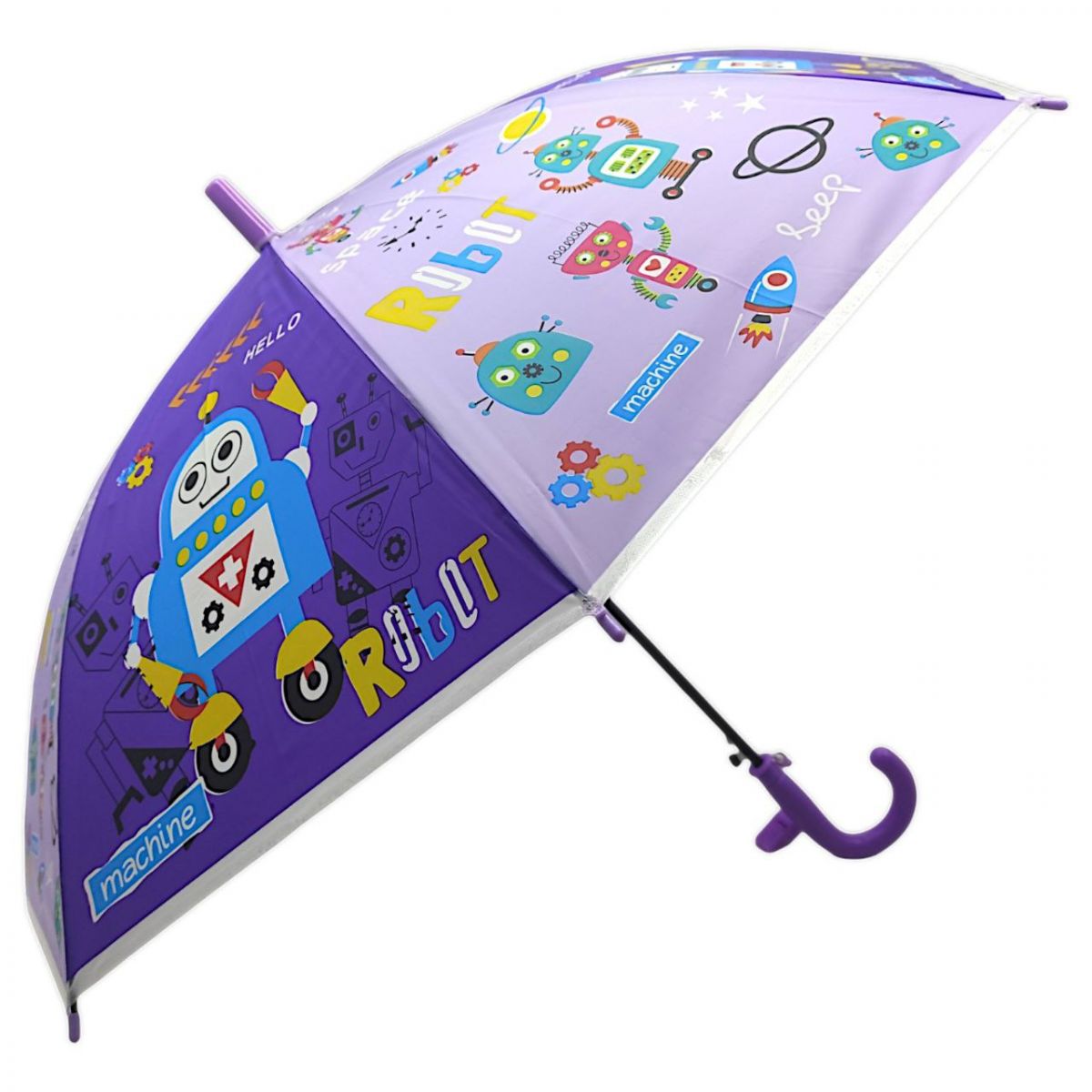 Дитяча парасолька-тростина "Роботи", фіолетовий (66 см)