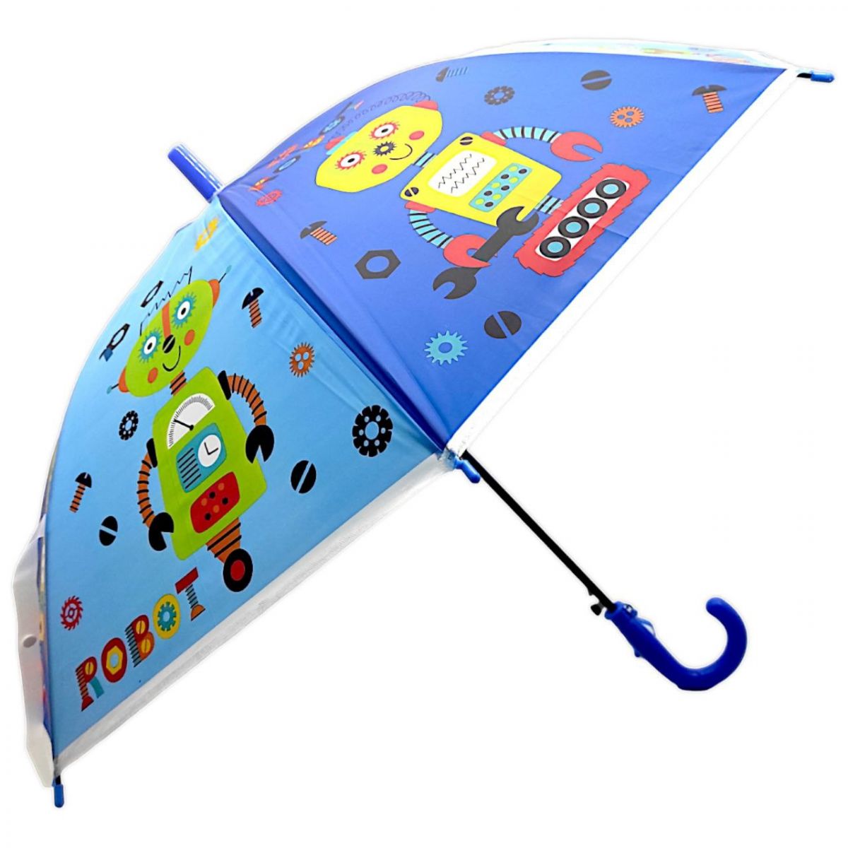 Дитяча парасолька-тростина "Роботи", синій (66 см)
