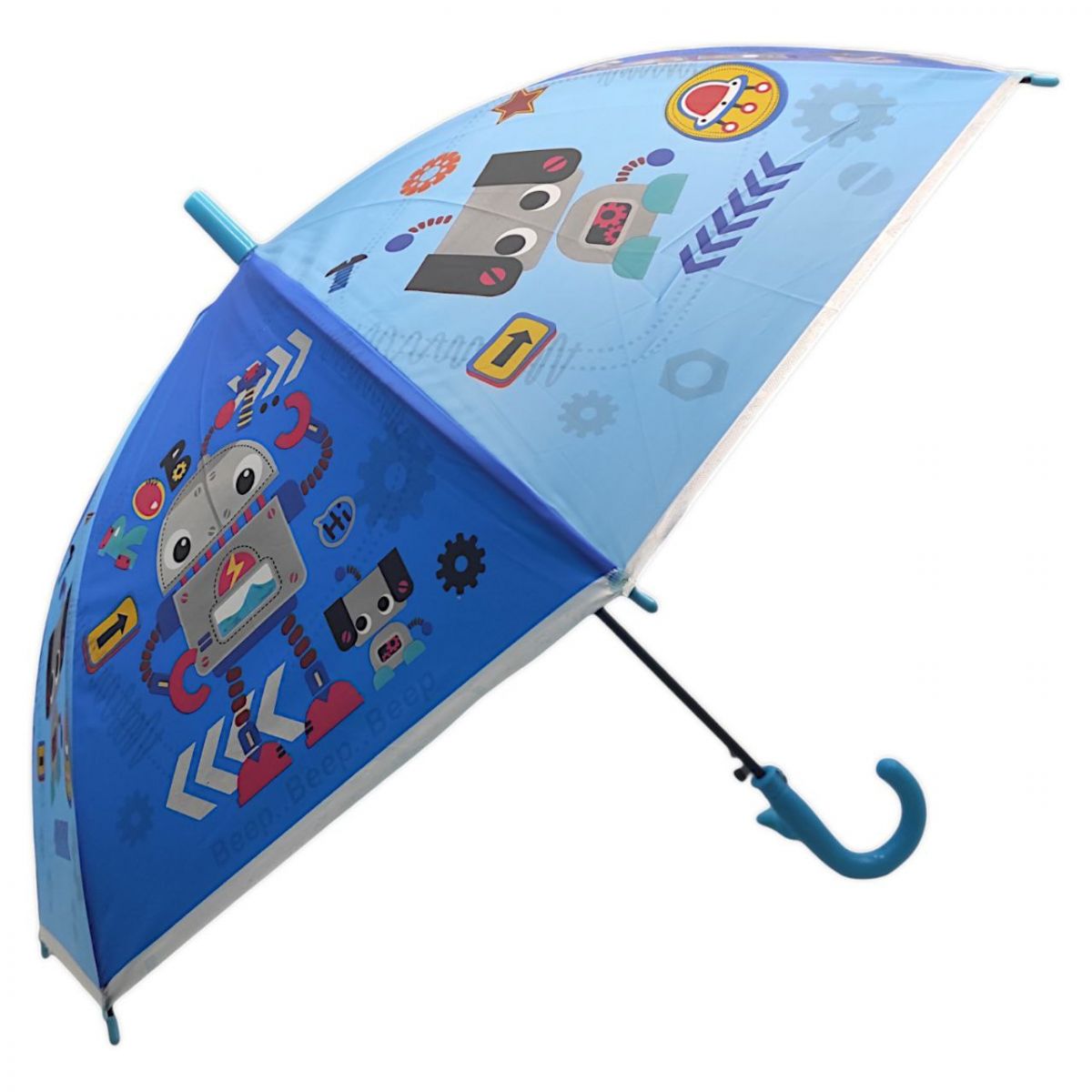 Дитяча парасолька-тростина "Роботи", блакитний (66 см)