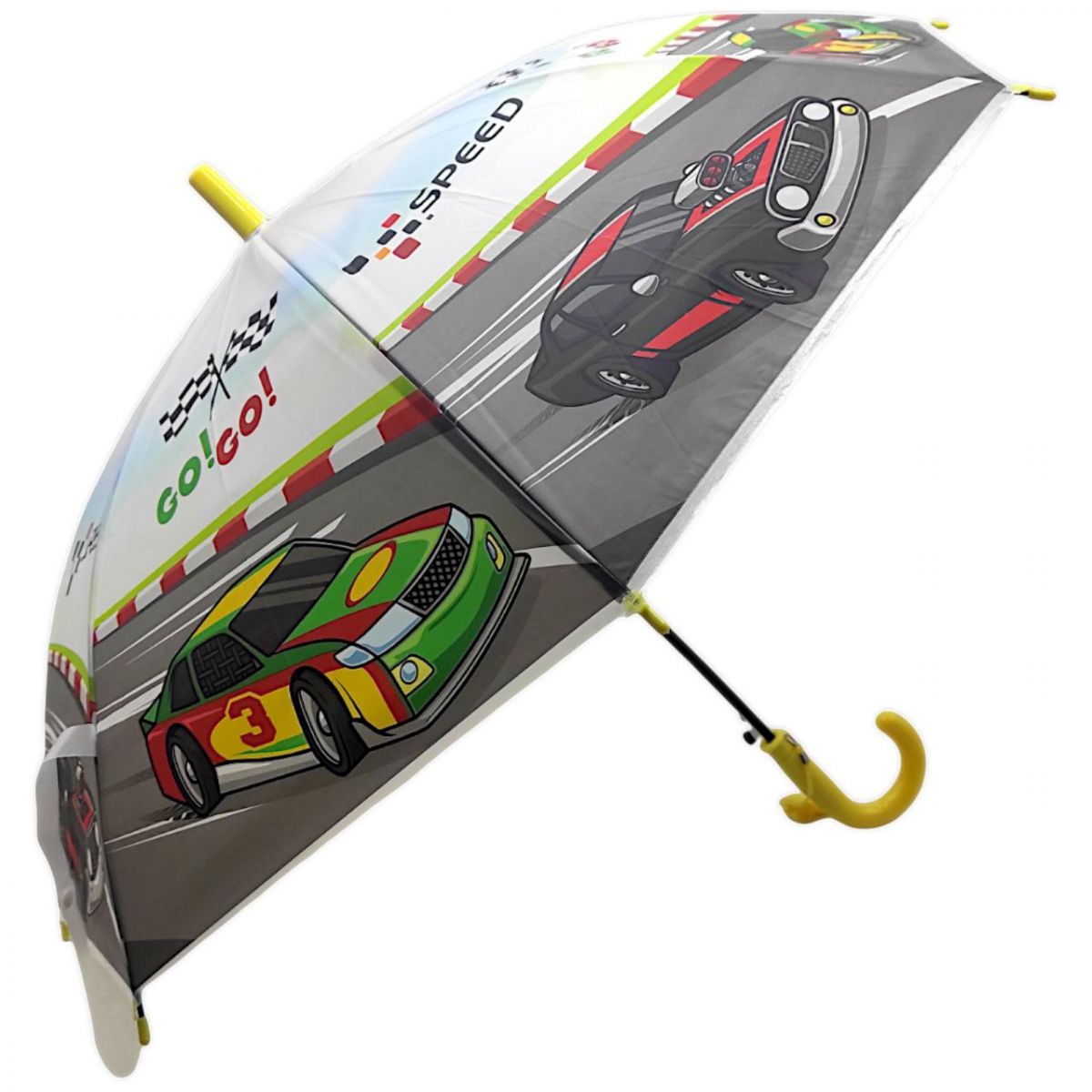 Дитяча парасолька-тростина "Автоперегони", жовтий (66 см)