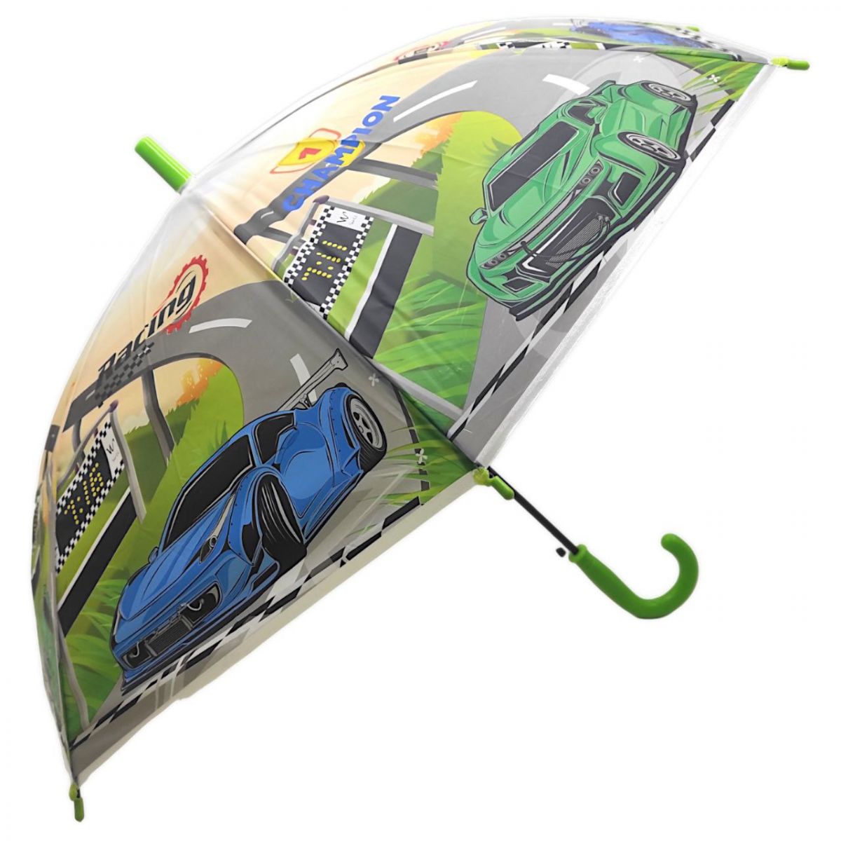 Дитяча парасолька-тростина "Автоперегони", зелений (66 см)