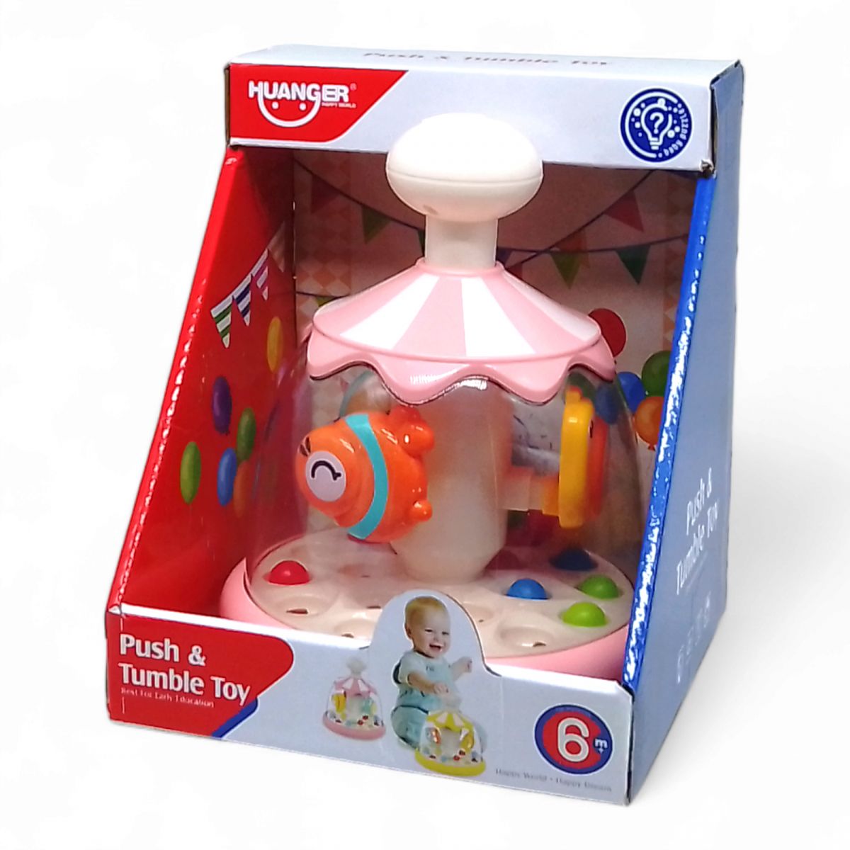 Дитяча іграшка "Дзига: Push & Tumble Toy", з кульками (рожева)
