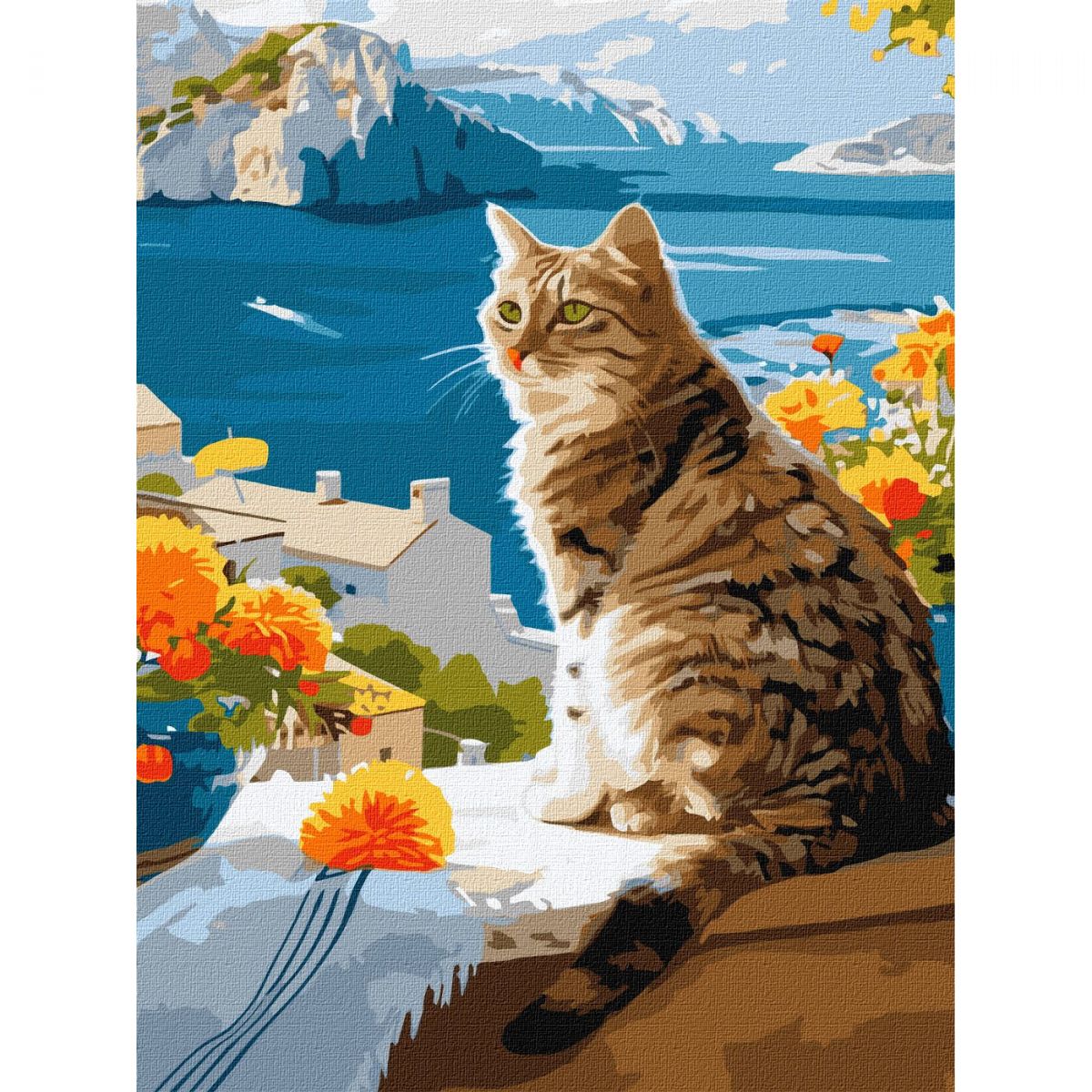 Картина по номерам "Мечтательный котик" 30х40 см