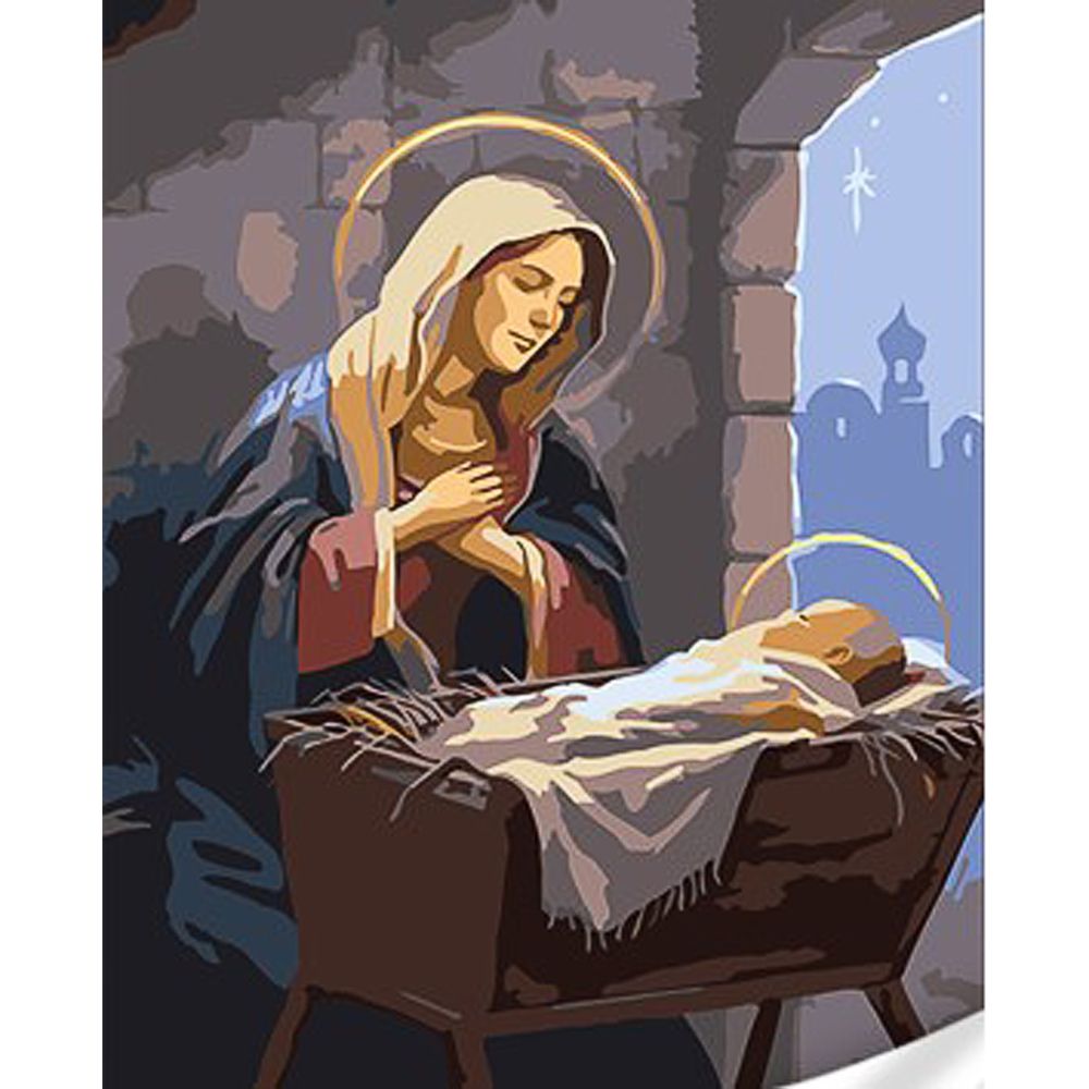 Картина по номерам "Богородица над ребенком" 30х40 см