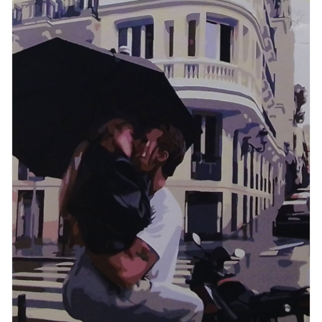 Картина по номерам "Поцелуй под дождем" 40х50 см