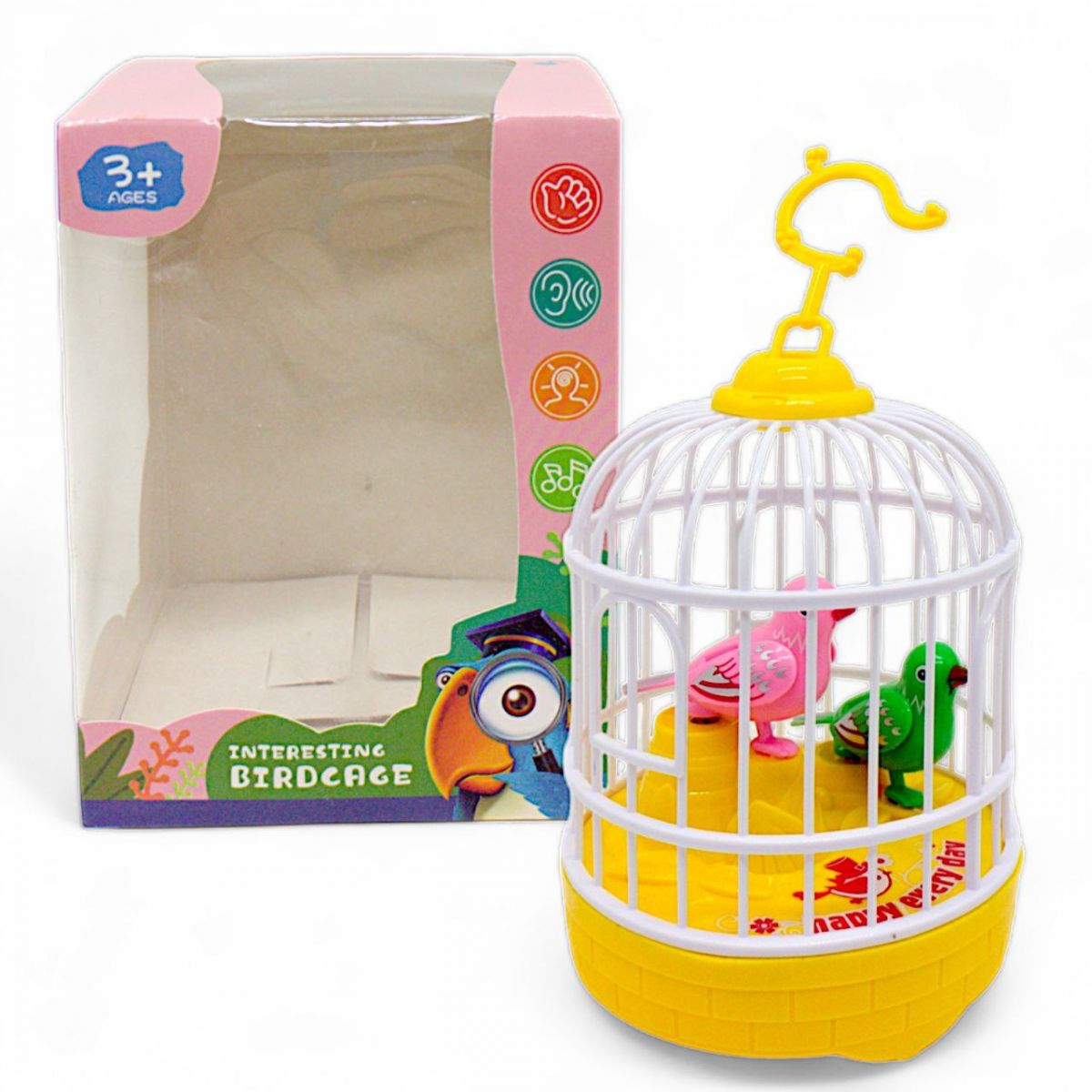 Іграшка на батарейках "Пташки в клітці" (жовтий), вид 4
