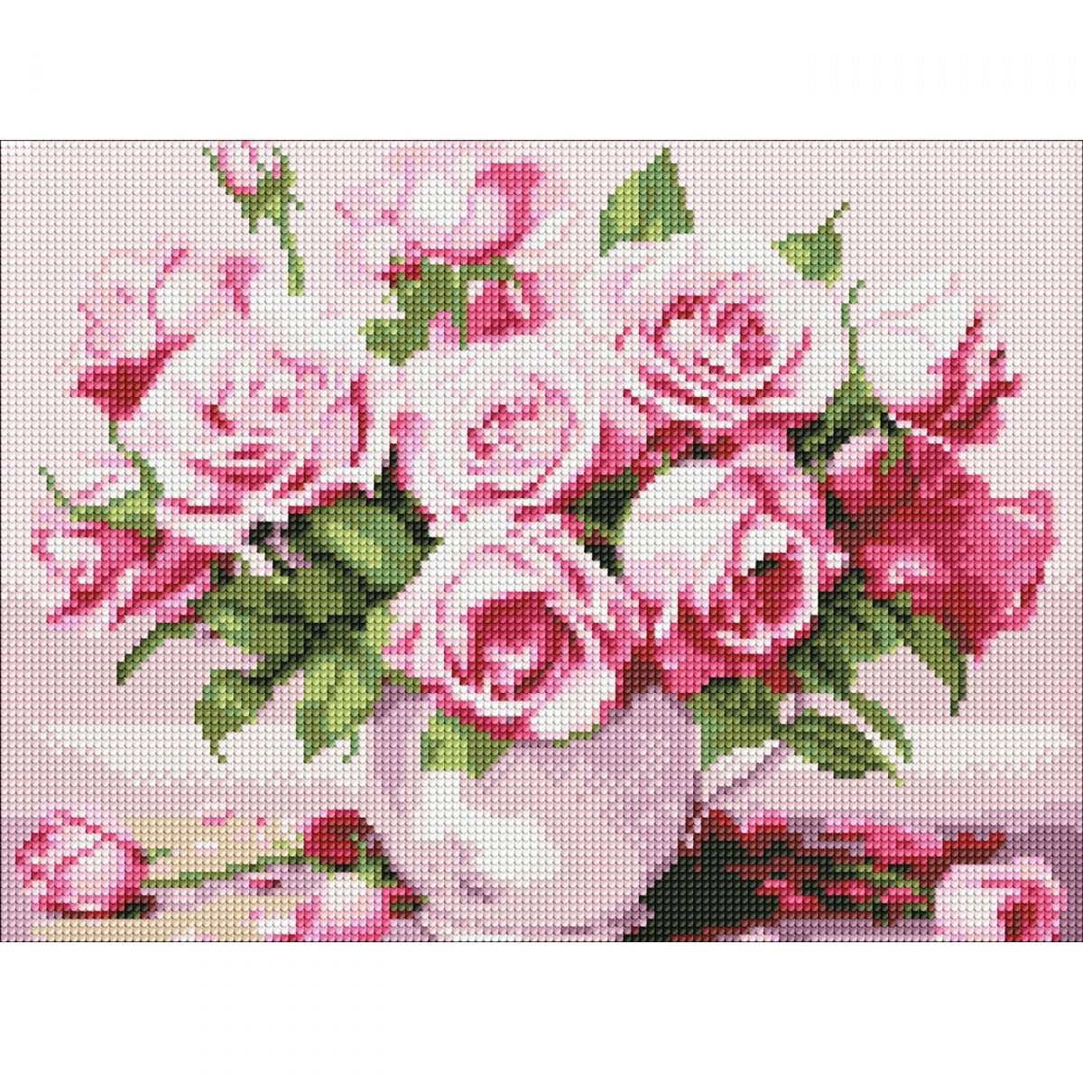 Алмазная мозаика "Розовые розы" 30х40 см
