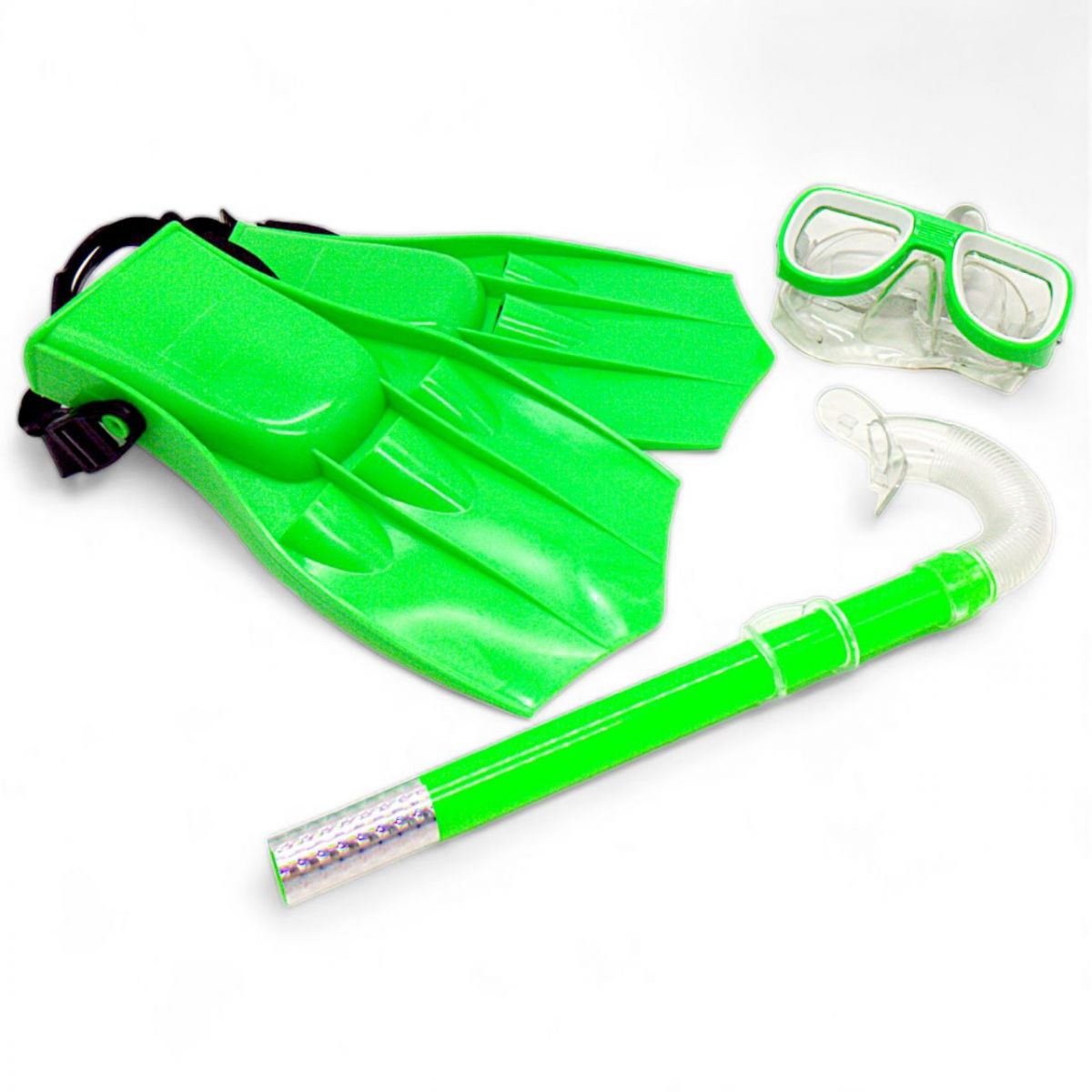 Набор для плавания (маска, ласты, трубка), зеленый
