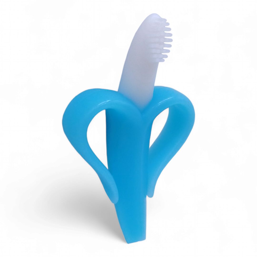 Прорезыватель для зубов "Банан-щетка" (голубой)