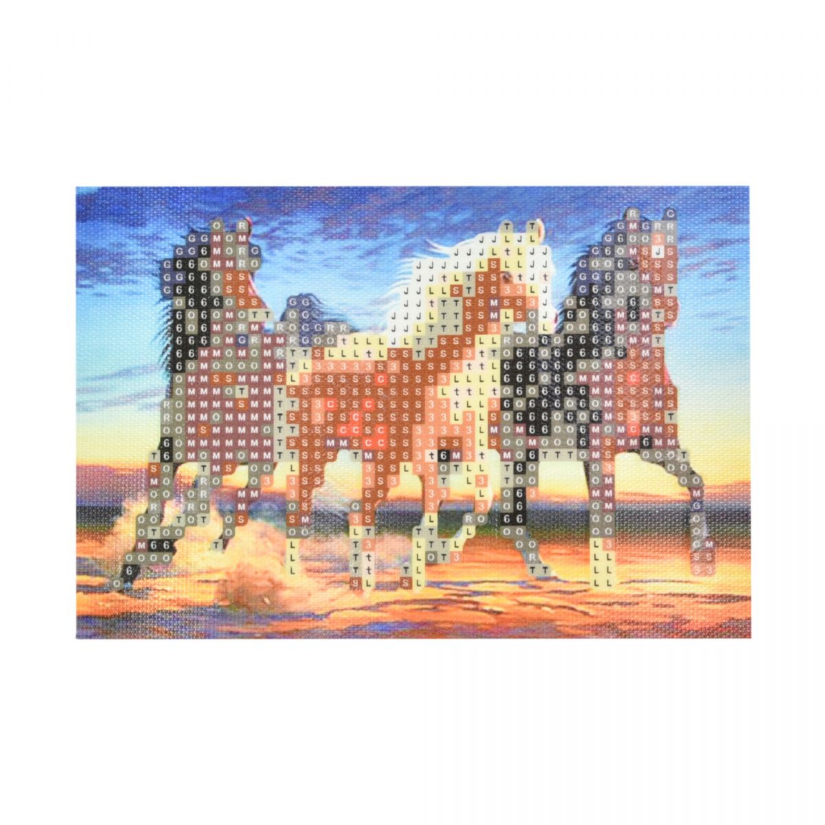 Алмазна мозаїка "Три граціозні коні", без підрамника, 10х15 см