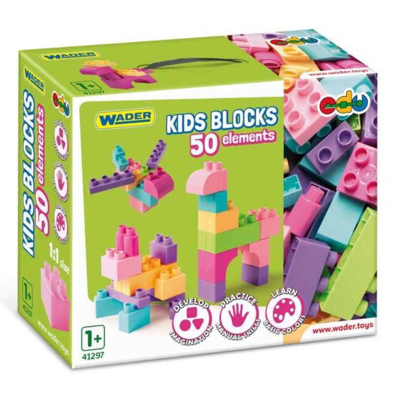 Конструктор пластиковый "Kids Blocks" 50 элементов (розовый)