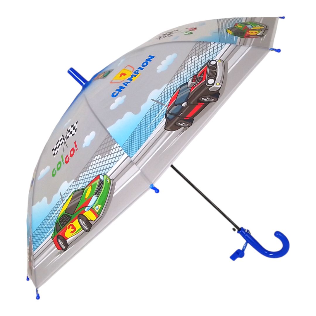 Детский зонт-трость "Автогонки", синий (66 см)
