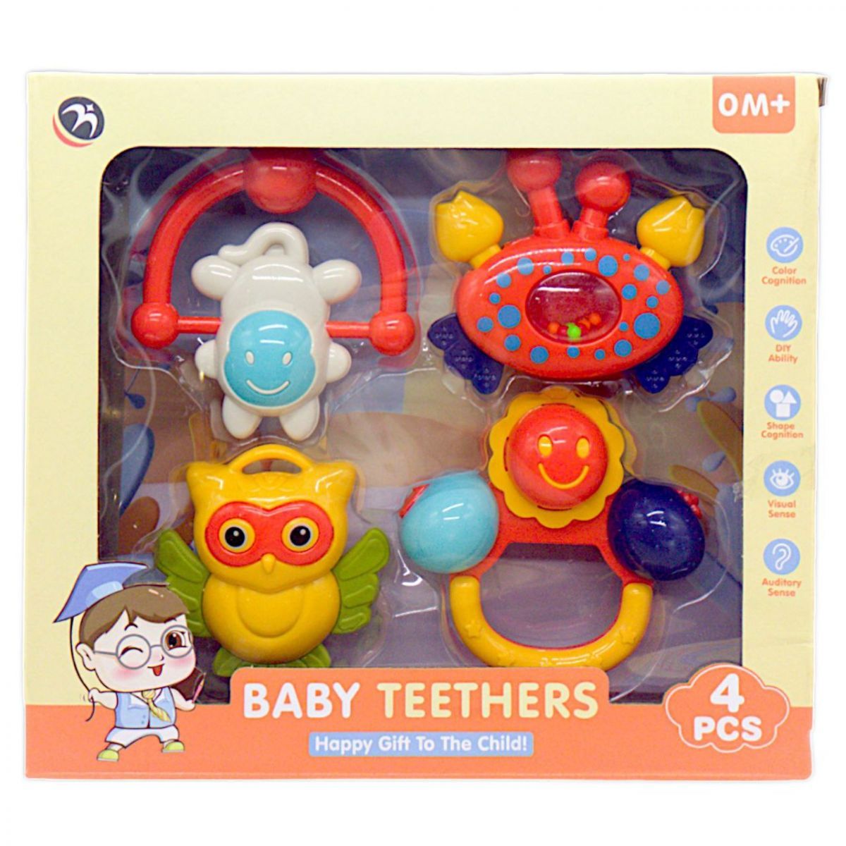 Уцінка.  Набір брязкалець "Baby Teethers", 4 шт - кут коробки трохи пошкоджено