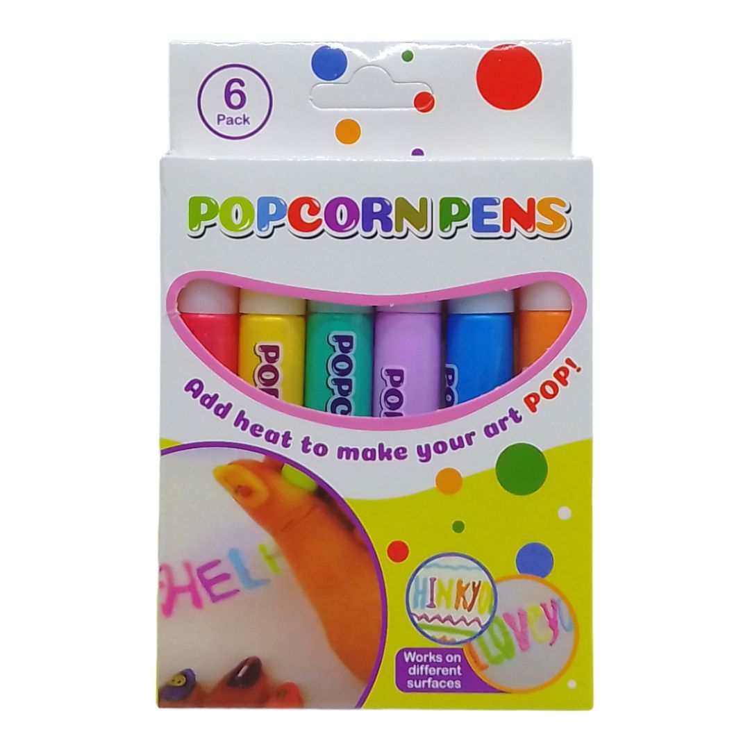 Уценка.  3Д краски "Popcorn Pens", 6 цветов - деформована упаковка