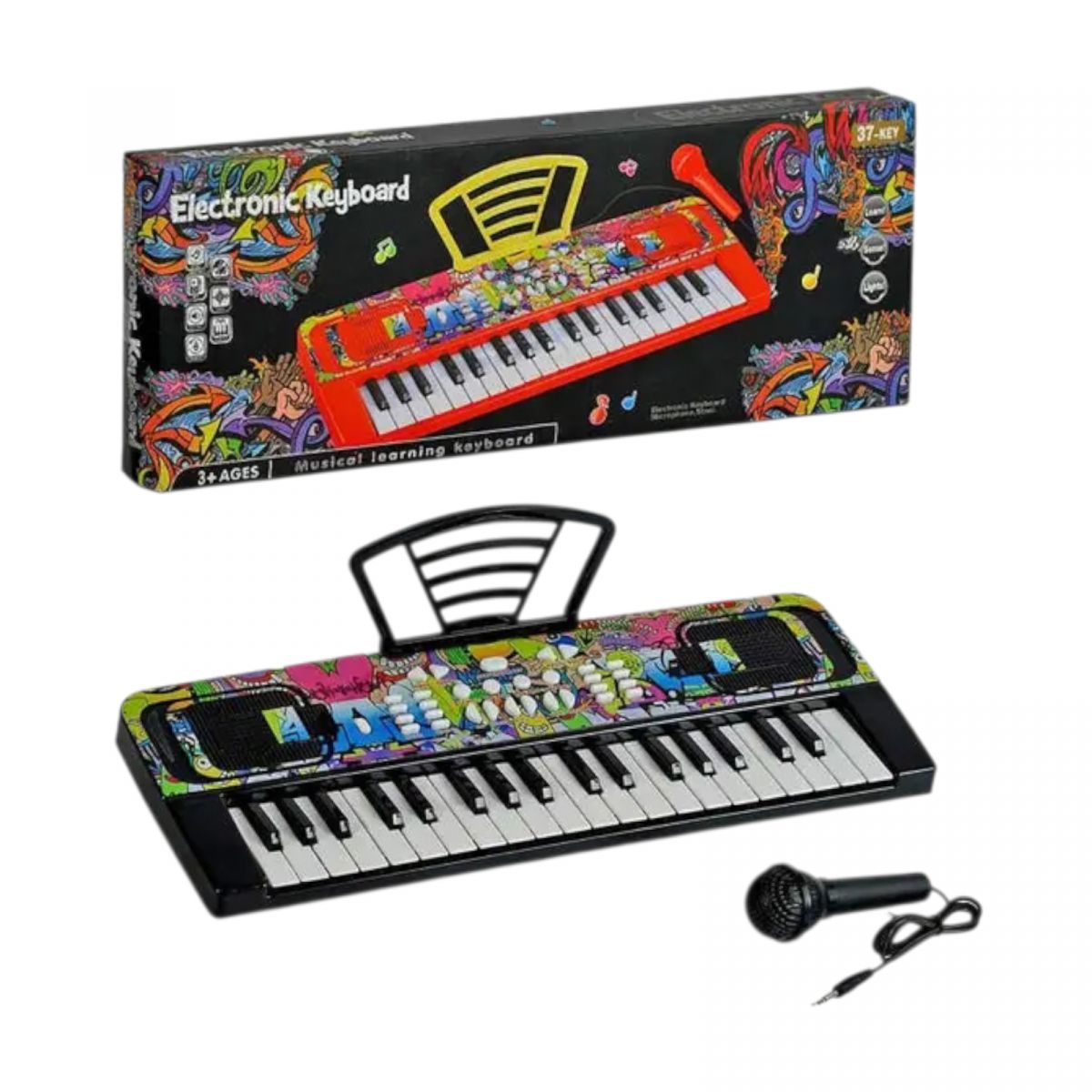 Піаніно 37 клавіш, мікрофон, звукові ефекти, в коробці  фото 1