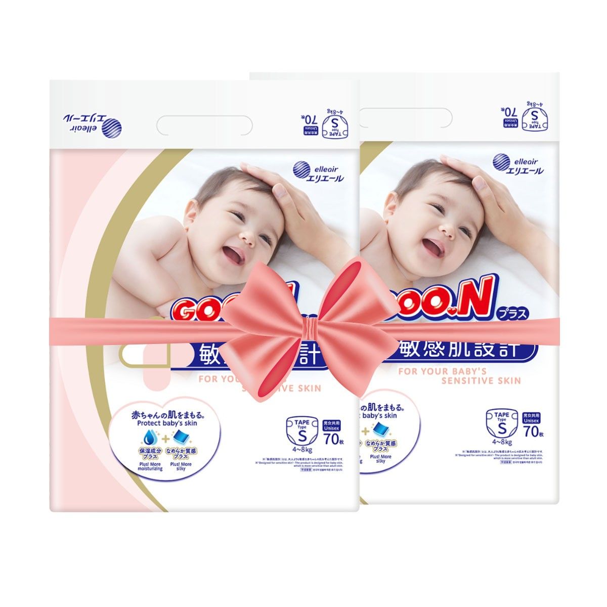 Подгузники Goo. N Plus для детей (размер 2(S), 4-8 кг, 140 шт)