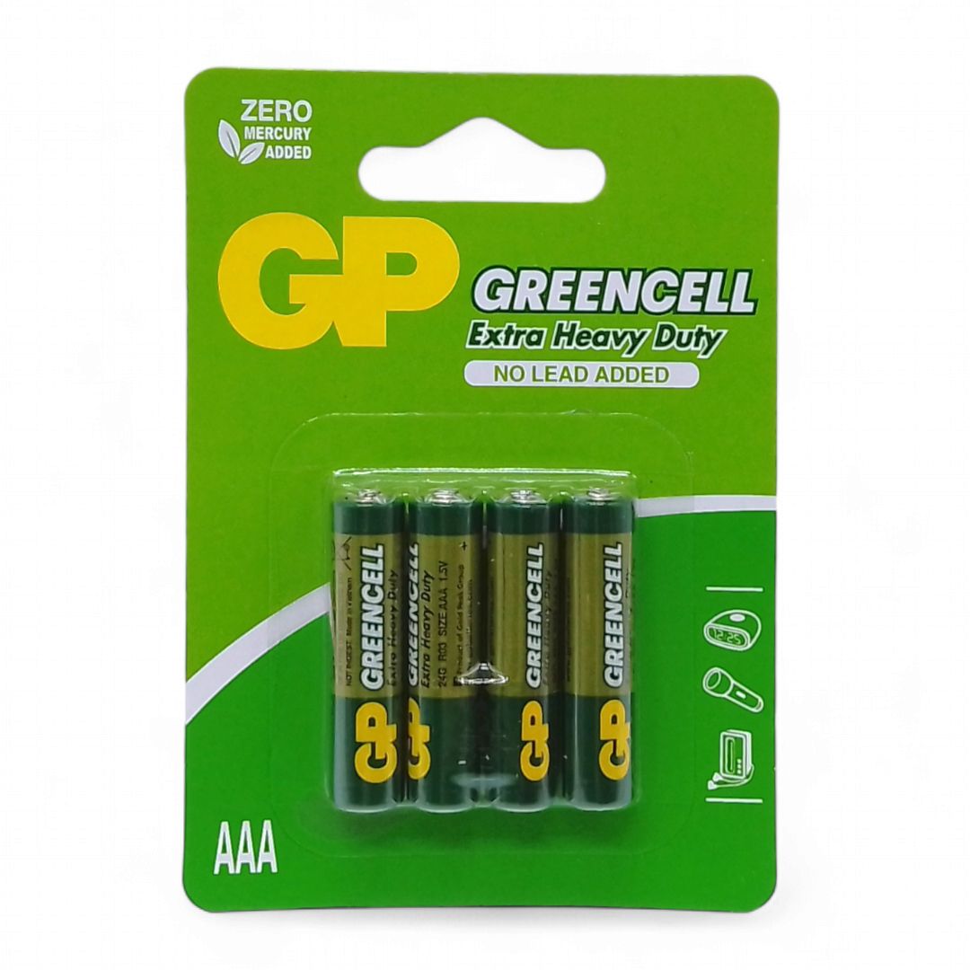 Батарейки GP Greencell 24G-UE4 сольова бл/4 R3P,  AAА, 4 штуки