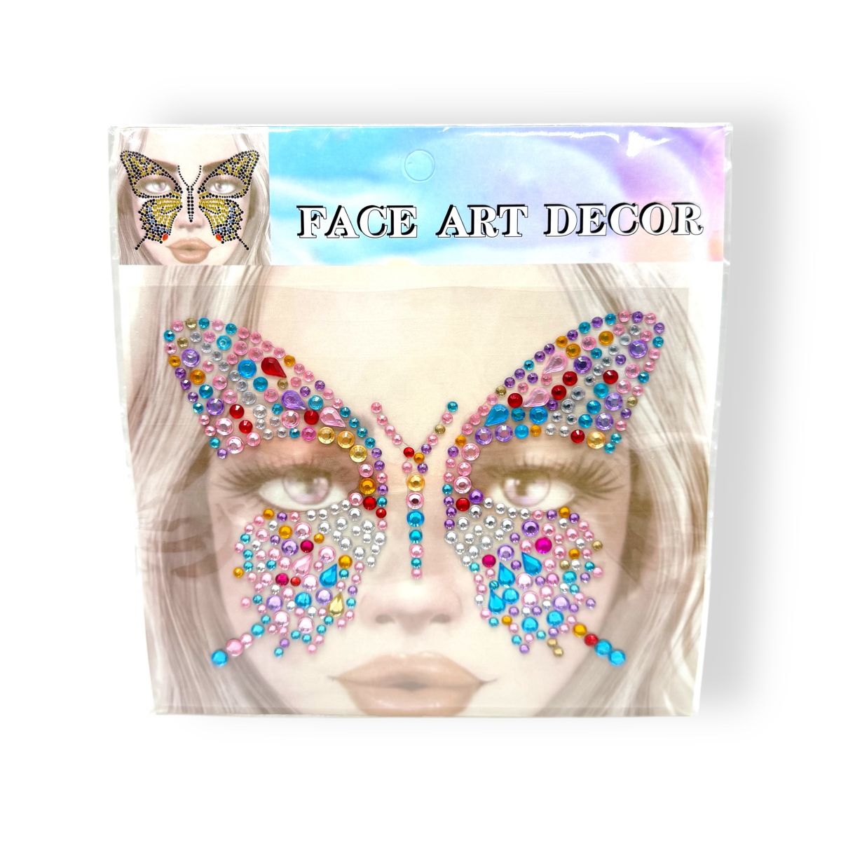 Наліпки-стрази для обличчя (різнобарвні)  фото 1