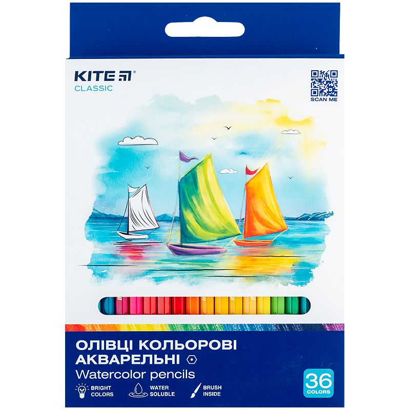 Олівці кольорові акварельні, 36 шт.  Kite Classic