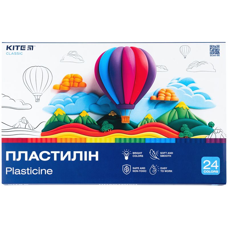 Пластилін, 24 кольори, 480 г.  Kite Classic