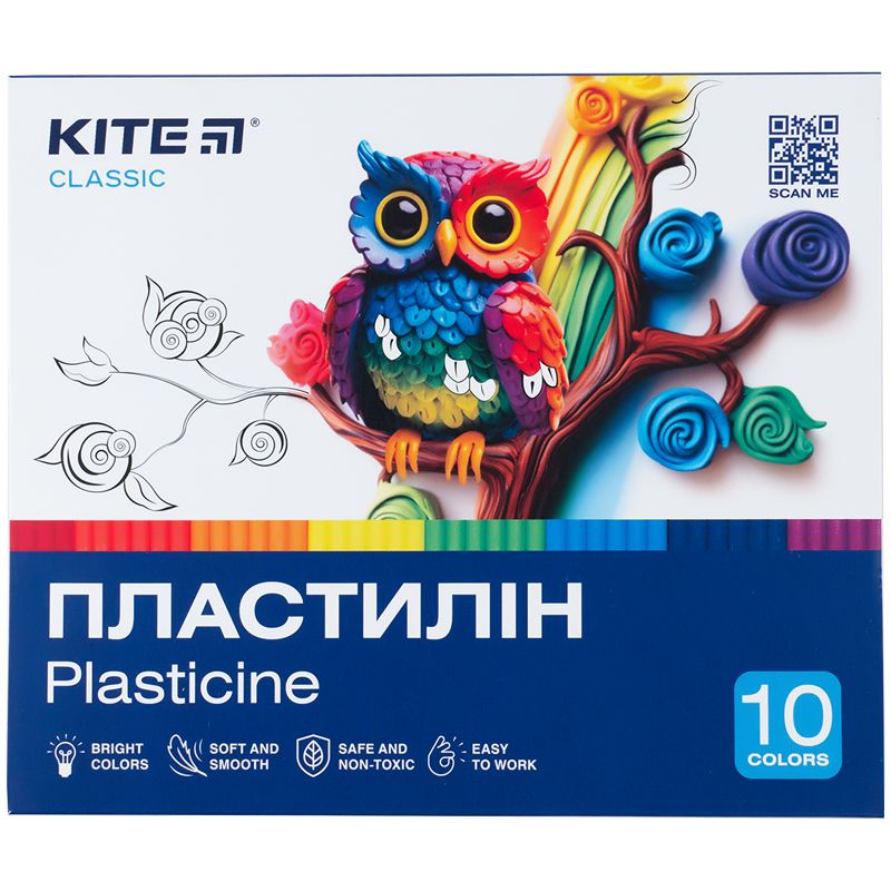 Пластилін, 10 кольорів, 200 г.  Kite Classic