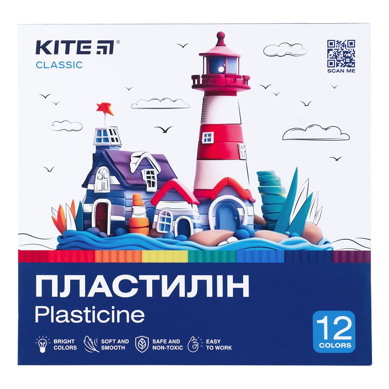 Пластилін, 12 кольорів, 240 г.  Kite Classic