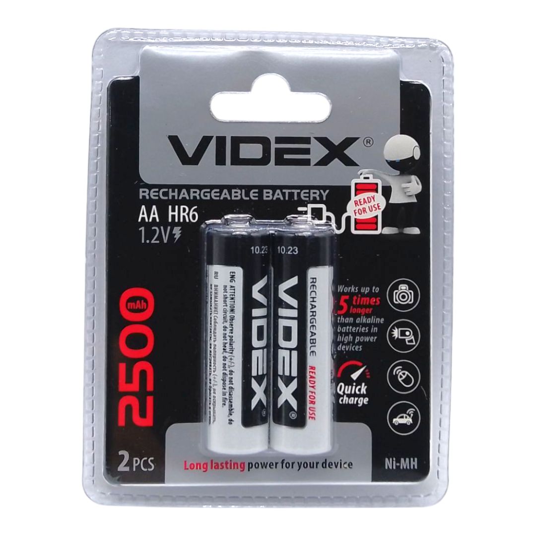 Акумулятори VIDEX ААА, акумуляторні батарейки, мін. работа 2500 mAh.  1,2 V (9147)