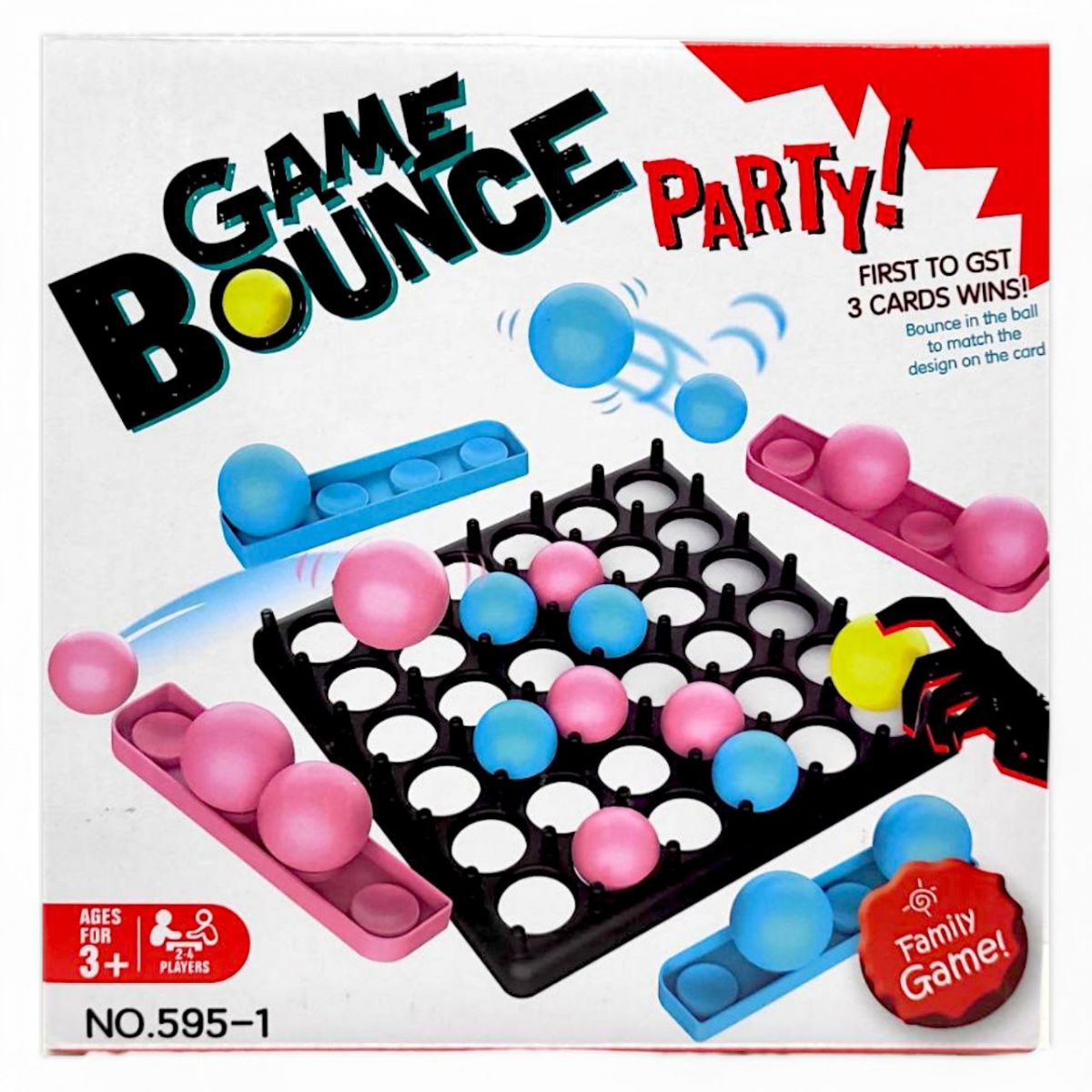 Настільна гра "Game Bounce party" (ігрове поле, кульки, картки із завданнями)