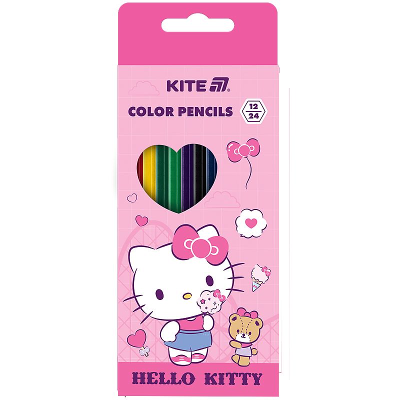 Олівці кольорові двосторонні, 12 шт. аніме Hello Kitty Олівці кольорові двосторонні, 12 шт. аніме Hello Kitty
