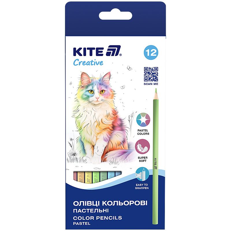 Олівці кольорові, 12 шт. Kite Creative Pastel Олівці кольорові, 12 шт. Kite Creative Pastel