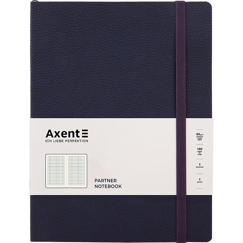 Книга записна Partner Soft L, 190*250, 96 арк, кліт, синя Книга записна Partner Soft L, 190*250, 96 арк, кліт, синя
