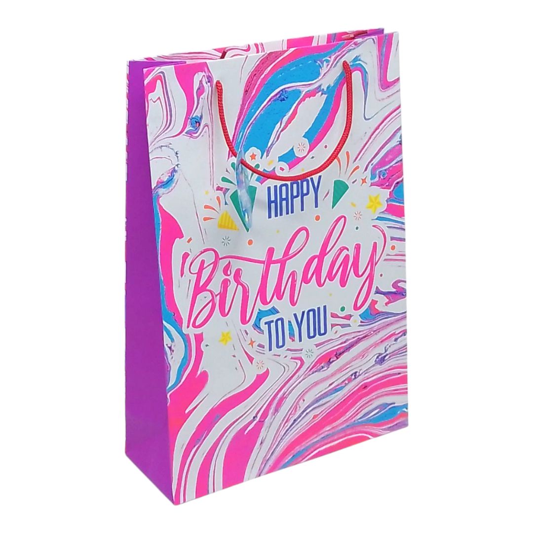 Пакет паперовий Happy Birthday з ручками 24х35х9 см NEON фото 1 Пакет паперовий Happy Birthday з ручками 24х35х9 см NEON фото 1