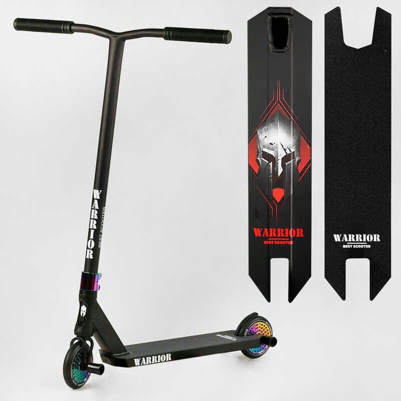 Самокат трюковий "Best Scooter" Warrior, HIC-система, ПЕГИ, алюмінієвий диск та дека, колеса PU, d=120 мм, ширина керма 58 см фото 1 Самокат трюковий "Best Scooter" Warrior, HIC-система, ПЕГИ, алюмінієвий диск та дека, колеса PU, d=120 мм, ширина керма 58 см фото 1