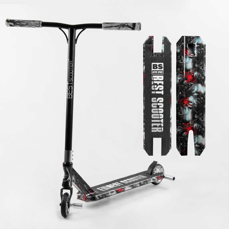 Самокат трюковий "Best Scooter" (HIC-система, ПЕГИ, алюмінієвий диск та дека з ПРИНТОМ, колеса PU, d = 110мм, ширина керма - 60 см, в коробці) фото 1 Самокат трюковий "Best Scooter" (HIC-система, ПЕГИ, алюмінієвий диск та дека з ПРИНТОМ, колеса PU, d = 110мм, ширина керма - 60 см, в коробці) фото 1