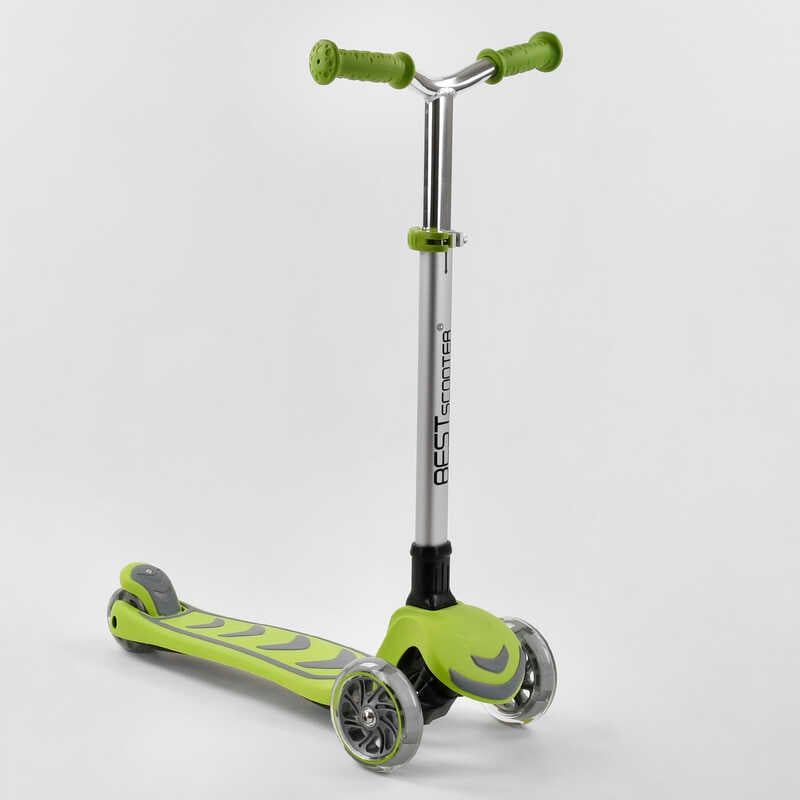Самокат триколісний Y-00436 (4) Best Scooter, САЛАТОВИЙ, складне алюмінієве кермо, 4 колеса PU зі світлом, d = 12 см фото 1 Самокат триколісний Y-00436 (4) Best Scooter, САЛАТОВИЙ, складне алюмінієве кермо, 4 колеса PU зі світлом, d = 12 см фото 1