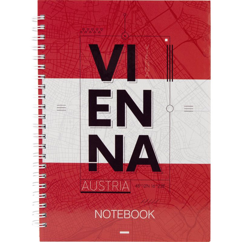 Блокнот на спіралі тверда обкл. , А5, 96арк. Vienna фото 1 Блокнот на спіралі тверда обкл. , А5, 96арк. Vienna фото 1