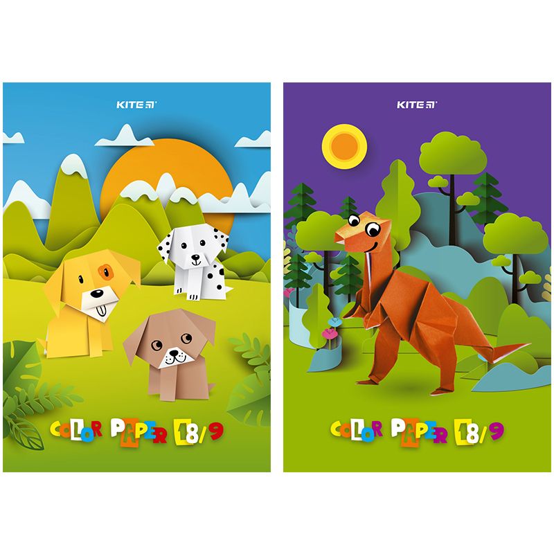 Папір кольоровий одностор.   А4 (18 арк/ 9 кол), скоба, Kite  фото 1