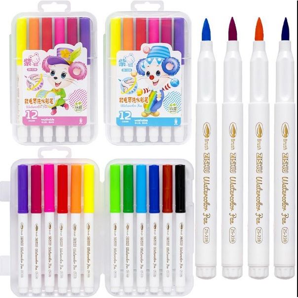 Фломастер - пензлик 12 кольорів "Water color pen" у пластиковому боксі фото 1 Фломастер - пензлик 12 кольорів "Water color pen" у пластиковому боксі фото 1