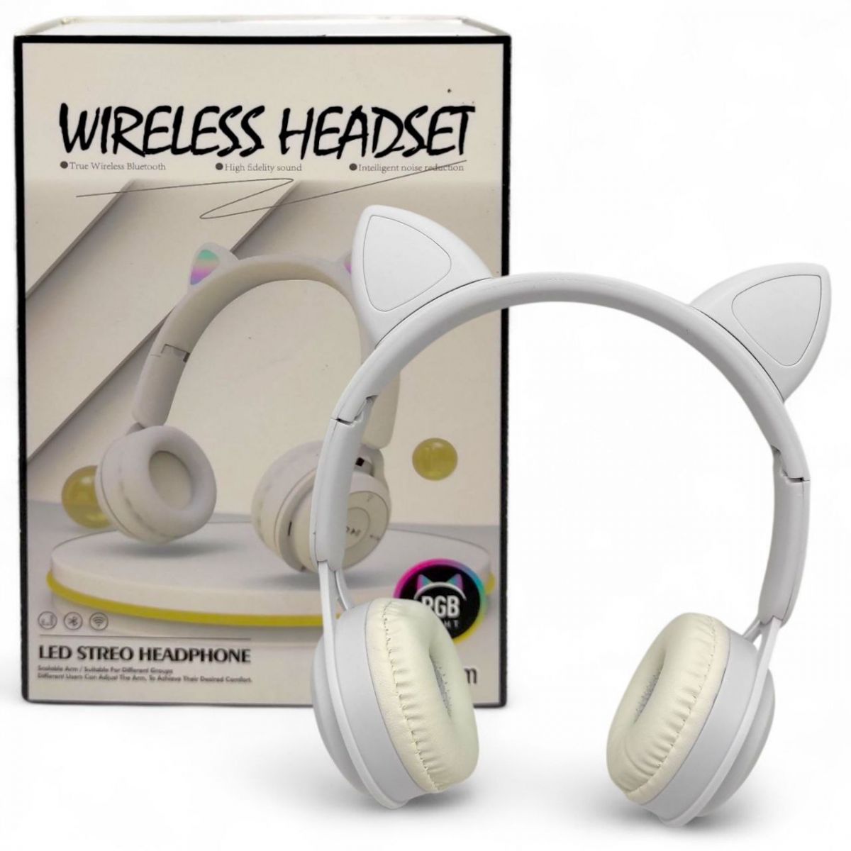 Наушники беспроводные, подсветка, Bluetooth, (БЕЛЫЕ) фото 1 Наушники беспроводные, подсветка, Bluetooth, (БЕЛЫЕ) фото 1