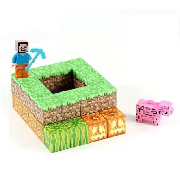 Конструктор магнитный "Майнкрафт/Minecraft" 35 элементов, фигурки героев, в коробке  фото 1