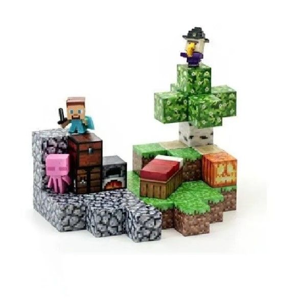 Конструктор магнитный "Майнкрафт/Minecraft" 49 элементов, фигурки героев, в коробке  фото 1
