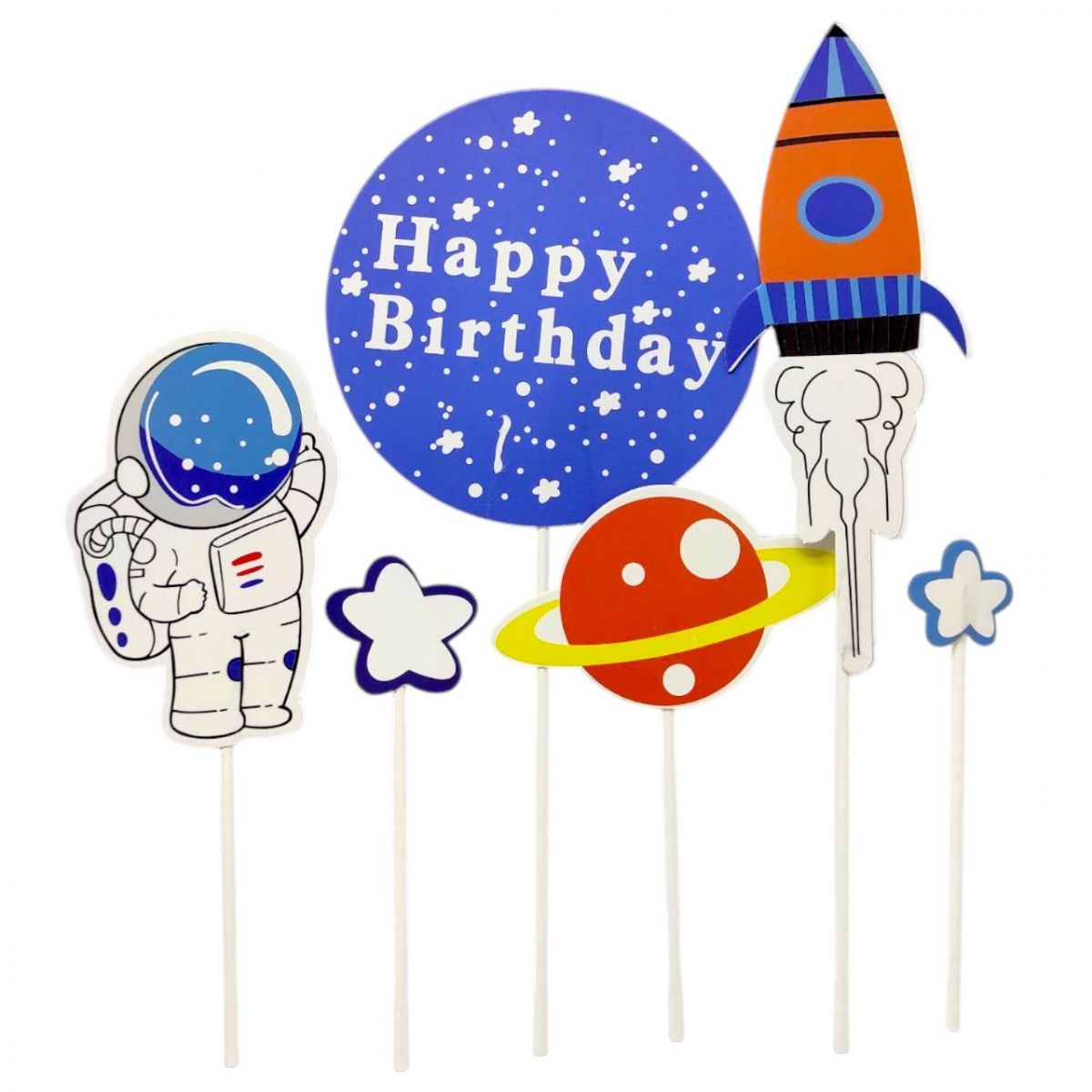 Топпер на торт Happy Birthday дитячий - КОСМОС  фото 1