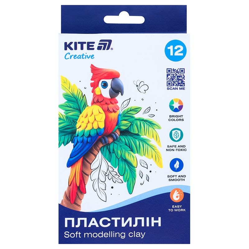 Пластилін восковий, 12 кольорів, 200 г.  Kite Creative  фото 1