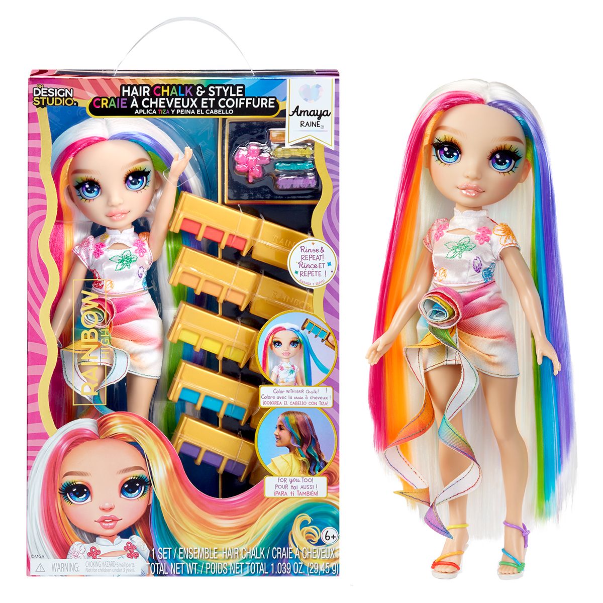 Ігровий набір з лялькою Rainbow High серії Крейда для волосся та стиль – Амая  фото 1