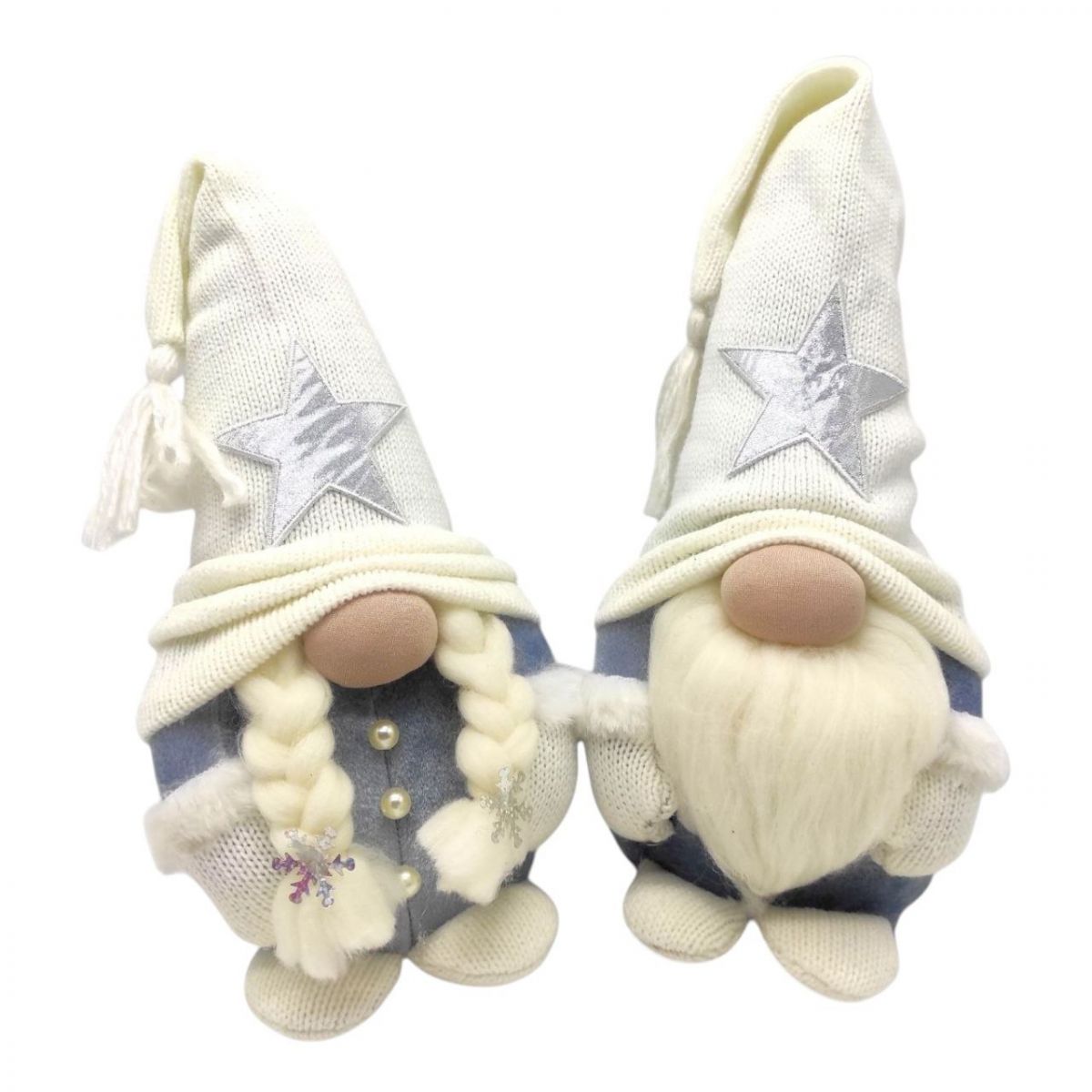 М'які іграшки "Сімʼя гномів", Hand Made (комплект: 2 гнома висотою 28 см), білі  фото 1