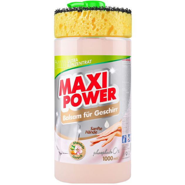 Засіб-бальзам для миття посуду "MAXI POWER, Мигдаль" 1л  фото 1